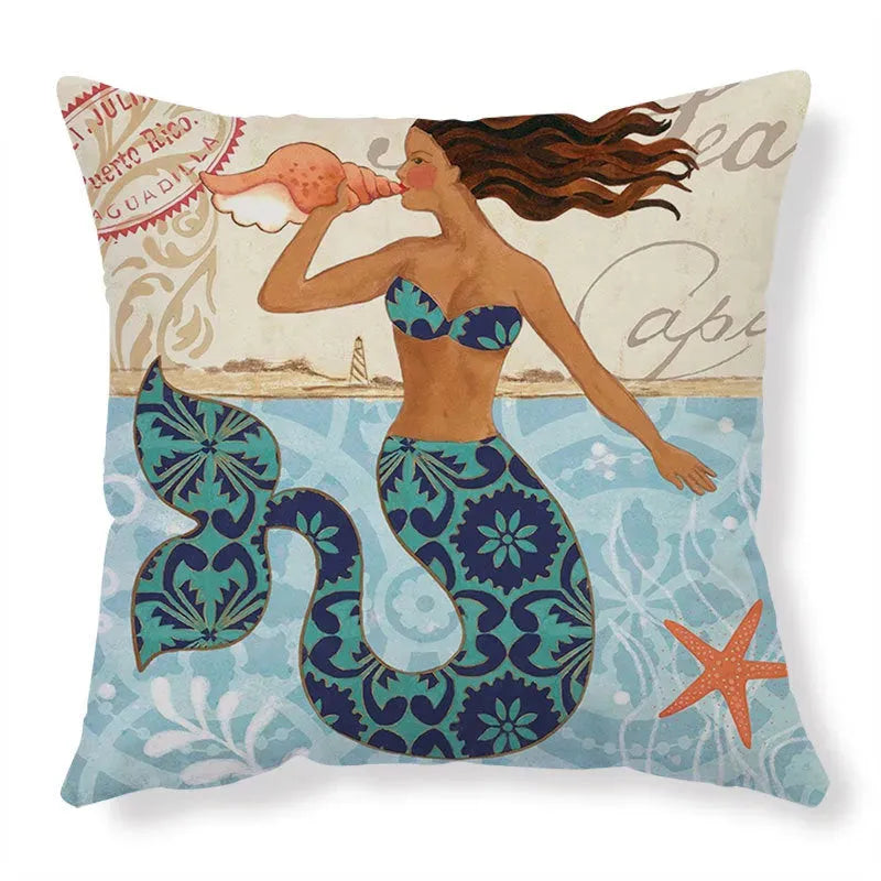 Cushion Covers Sea Turtle Printed Throw Pillow - Bellarte Enchanté Cushion Covers Sea Turtle Printed Throw Pillow